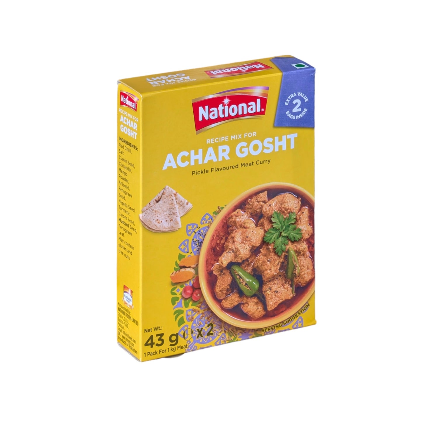 National Achar Gosht 86g 2 Bags Inside